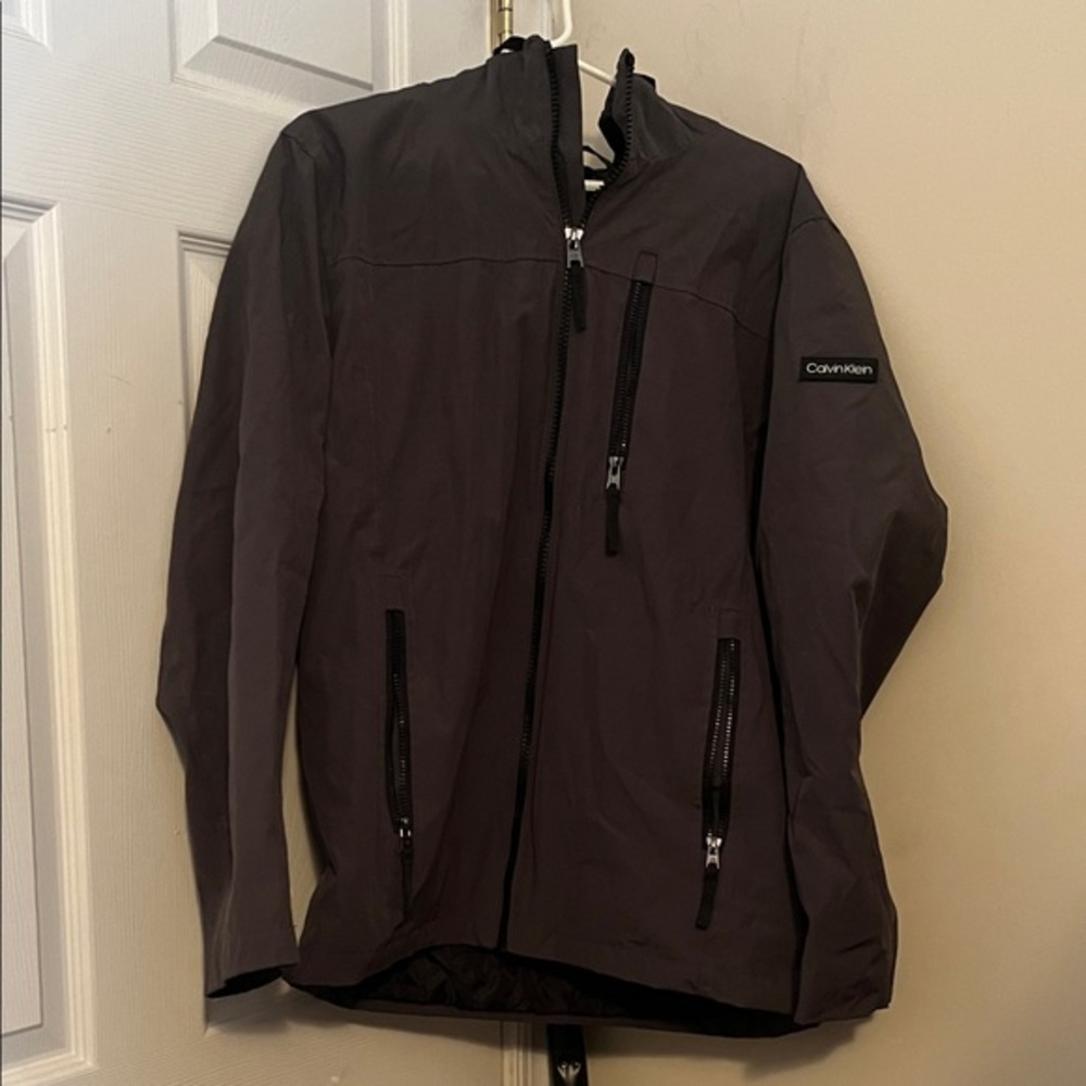 Calvin Klein Men's Dark Gray Soft Shell Jacket | Windbreaker